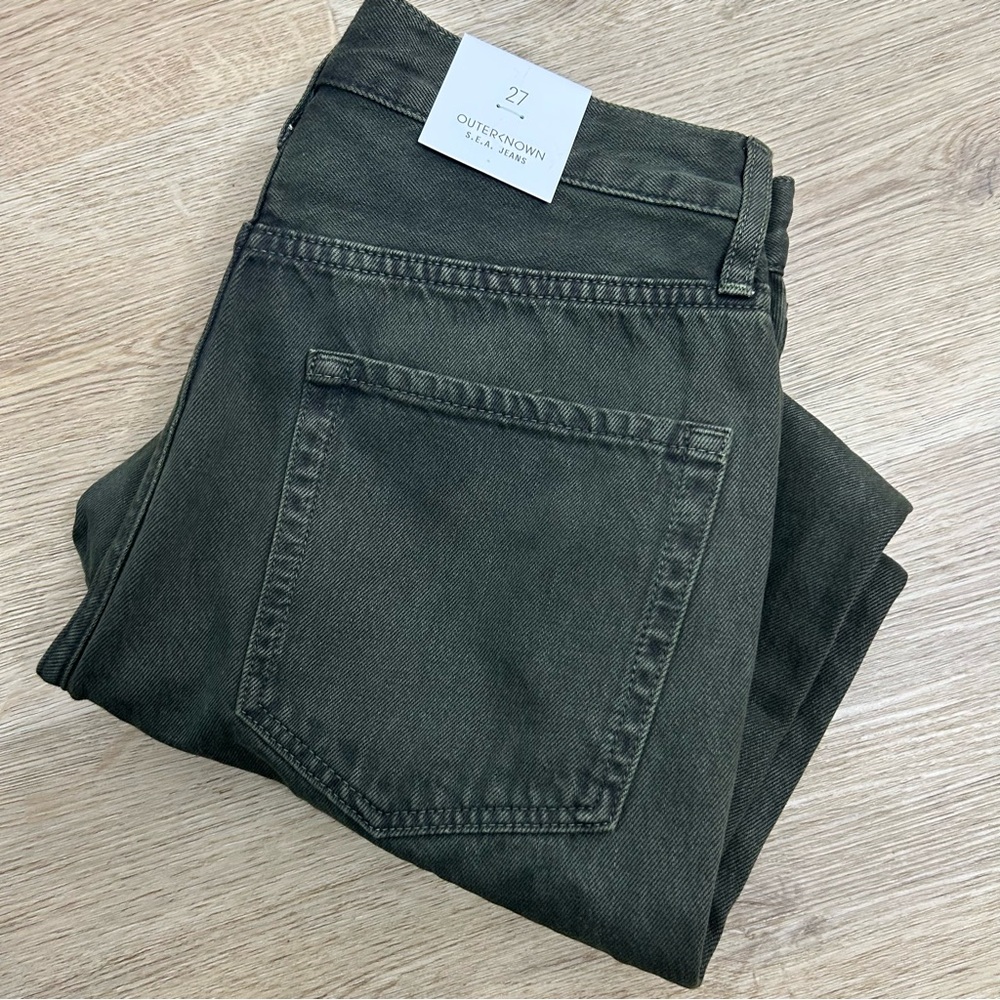 NWT Outerknown 100% Organic Cotton Green Straight Leg High Rise Jean